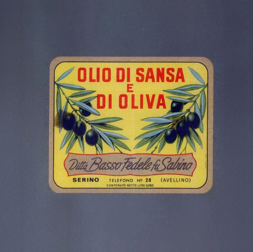 Etichetta storica Olio di Sansa di Oliva